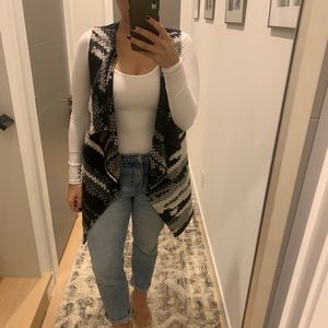 Black and White Wool Vest